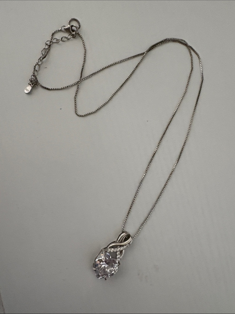 Sterling Silver Infinity Pendant Necklace with Clear Cubic Zirconia